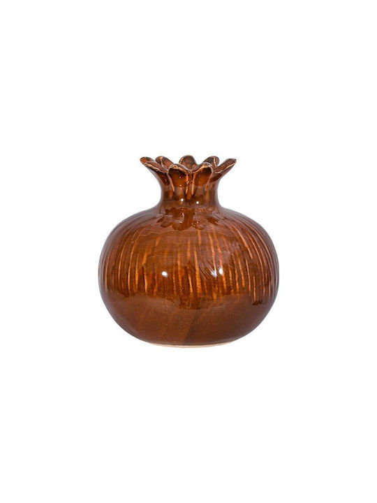 Fylliana Fl7396 Handmade Tabletop Lucky Charm Pomegranate Brown Ceramic 13x13cm 4pcs