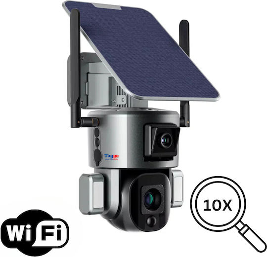 Cameră de Supraveghere Wireless de Exterior 4K Ultra HD Cameră Dublă 4MP+4MP Zoom Optic 10x Încărcare Solară Rotire Controlată prin Aplicație IP66 Rezistentă la Apă