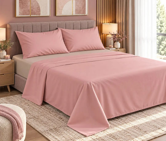 Flamingo Sheet Set with 2 Pillowcases Super-Double 240x260cm. Rainbow Amethyst-smoke 3pcs