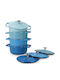 Navaris Pots Set of Cast Iron with No Coating 4pcs