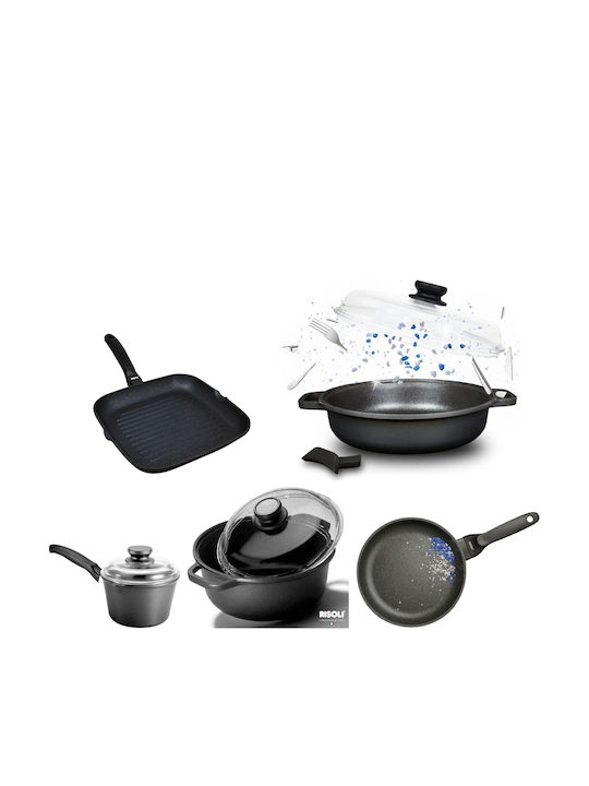 Risoli Cookware Set of Cast Aluminum with Non-stick Coating 5pcs
