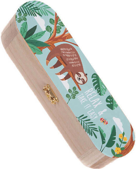 Christening Favor with Pencil Case Sloth made of Wood 16pcs