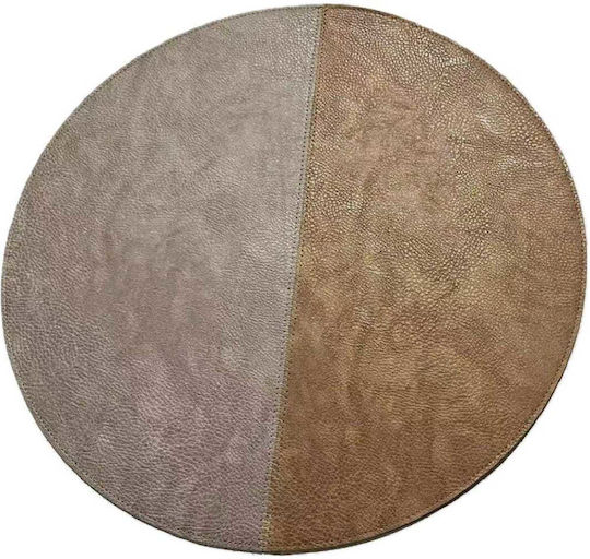 Yuk Seturi De Masă Rotundă Din Piele Ecologică Maro 38cm 6 Bucăți