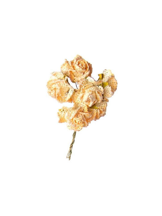 Artificial Decorative Branch Rose Yellow 13cm 12pcs JK Home Decoration