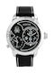 Adexe Herrenuhr 56mm Batterie mit Schwarz Lederarmband