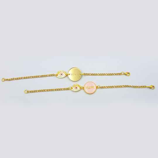 Kymi Μαρτυρικό Βάπτισης Βραχιολάκι Metallisch Gold 2Stück