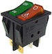 On-Off switch Rocker Double / with Lighting Green 1pcs