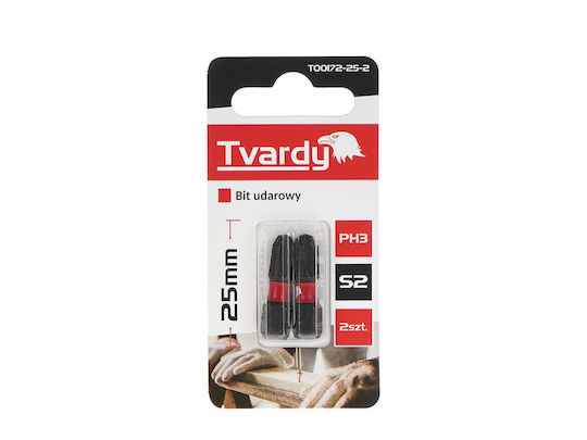 Tvardy Ph3 25mm S2 Impact Screwdriver Bits 2 Pieces 10 50 500