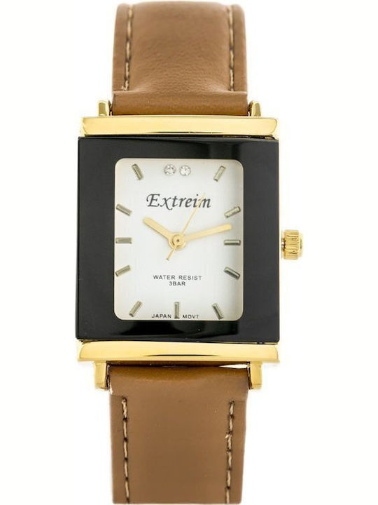 Extreim Damen Uhr mit Braun Lederarmband