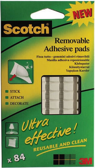 White Tack 3M Adhesive Pads Tack Removable 84pcs