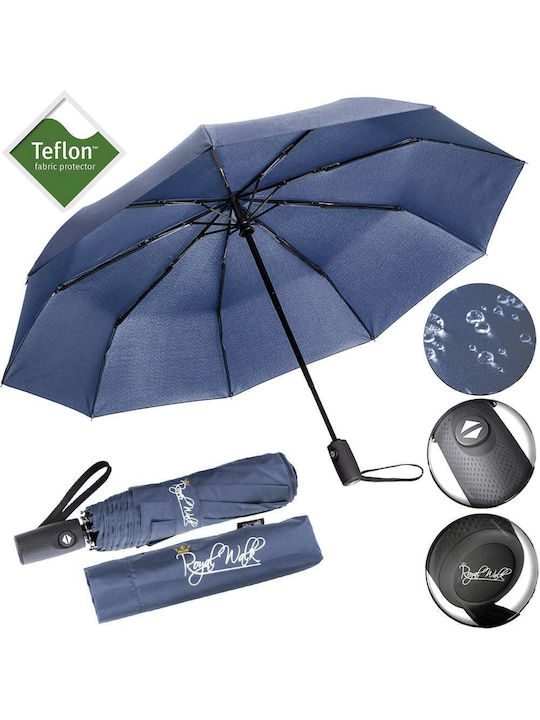Royal Walk Rezistent la vânt Automat Umbrelă de ploaie Compact Albastru marin