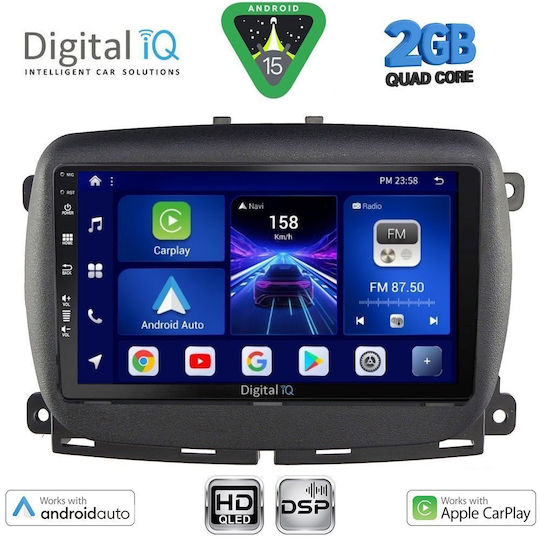 Digital IQ Ηχοσύστημα Αυτοκινήτου για Fiat 500 2016 (Bluetooth/USB/WiFi/GPS/Apple-Carplay/Android-Auto) με Οθόνη Αφής 9"