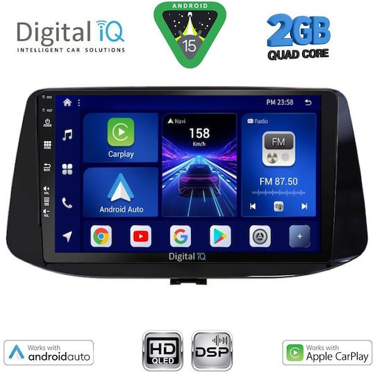 Digital IQ Car Audio System for Hyundai i30 2018 (Bluetooth/USB/WiFi/GPS/Apple-Carplay/Android-Auto) with Touch Screen 9"