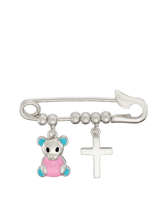 Oxzen Child Safety Pin Bear made of Silver for Girl