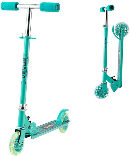 Vevor Kids Scooter Foldable 2-Wheel with LED Lighting for 3+ Years Green