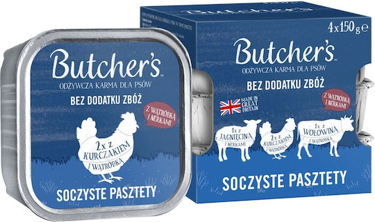 Butcher's Pet Care Υγρή Τροφή Σκύλων με Συκώτι χωρίς Σιτηρά & Γλουτένη 4x150gr