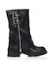 Synthetic Leather Medium Heel Women's Boots with Zipper Black