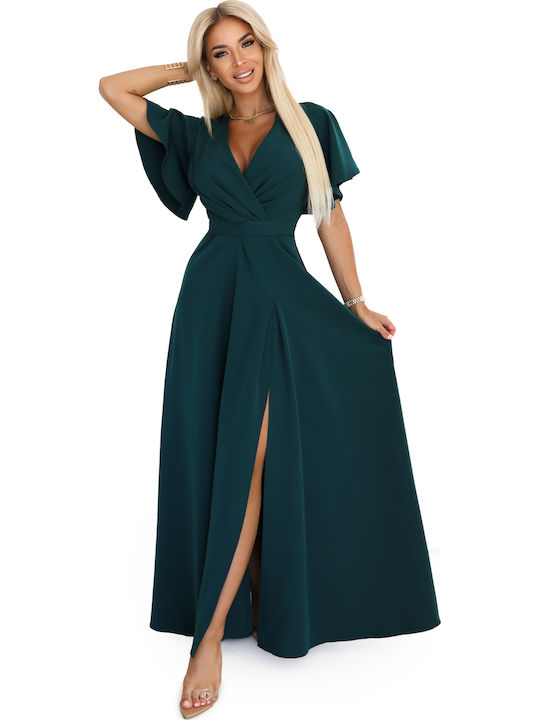 Numoco Maxi Φόρεμα για Γάμο / Βάπτιση Bottle Green