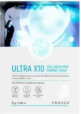 Enough Ultra X10 Collagen Pro Marine Маска За Лице Колаген Хиалуронова Киселина Бета-глюкан Азиатска Центела 22875 Onp-22875