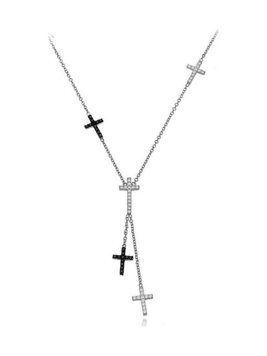 Paraxenies Crucifix Din Aur Alb 9 Carate Cu Lanț