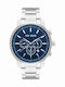 Paul Lorens Men's Watch 46mm Battery with Stainless Steel Bracelet Silver/Navy Blue