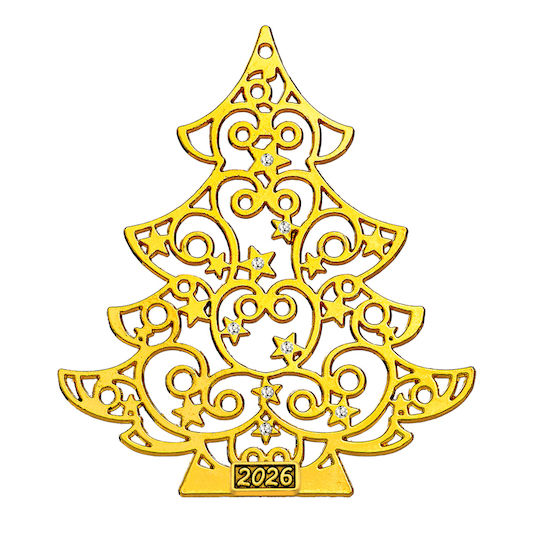 Metal Decorative Christmas Tree Rhinestone 6x7.5cm M2026/11481 Gold