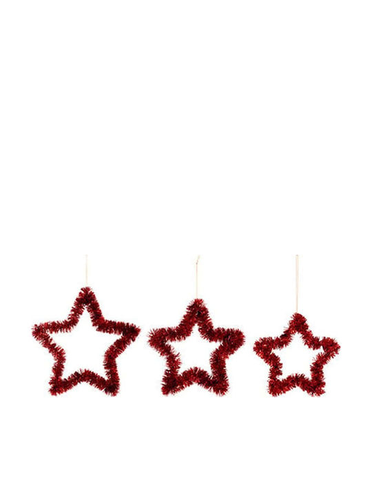 Atmosphera Plastic Christmas Decorative Star 40x40cm 3pcs Red
