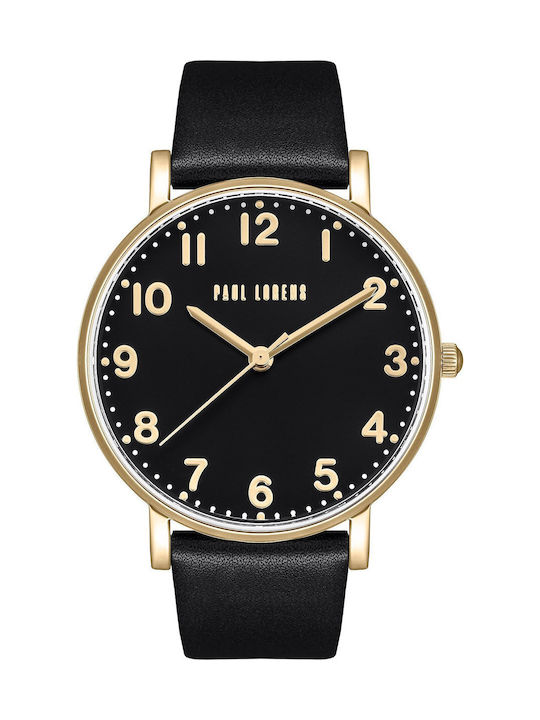 Paul Lorens Women's Watch with Black Leather Strap