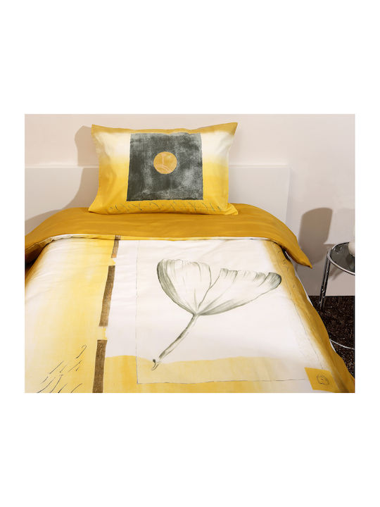 Viopros Σετ Κουβερλί Μονό Βαμβακερό Κίτρινο 160x240cm