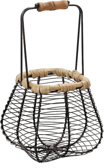 Espiel Set of Decorative Baskets Bamboo with Handles Black 23x23x32cm 2pcs