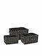 Zaros Set of Decorative Baskets Wooden Black 39x10x39cm 3pcs