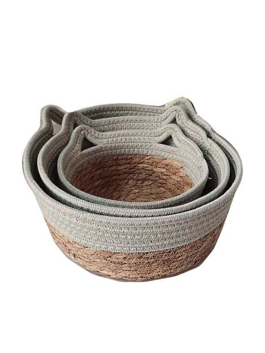 JK Home Decoration Set Decorative Baskets Wicker White 3 Pieces