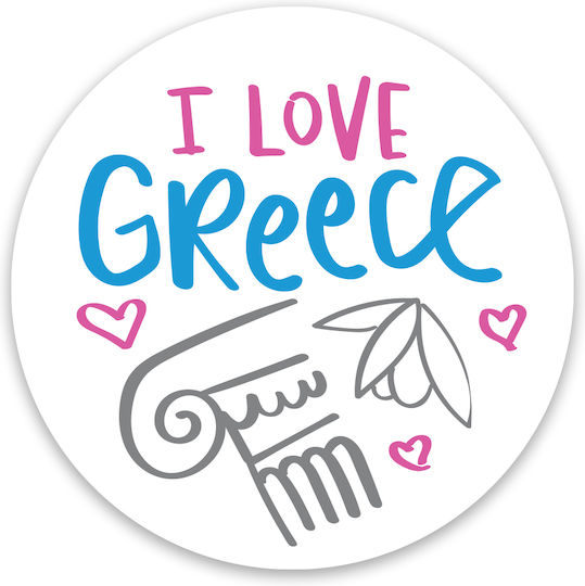 Gift Sticker I Love Greece 4cm Round 100pcs