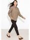 Langärmelig Damen Leinen Hemd Beige