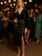 Satin High-waisted Skirt Black