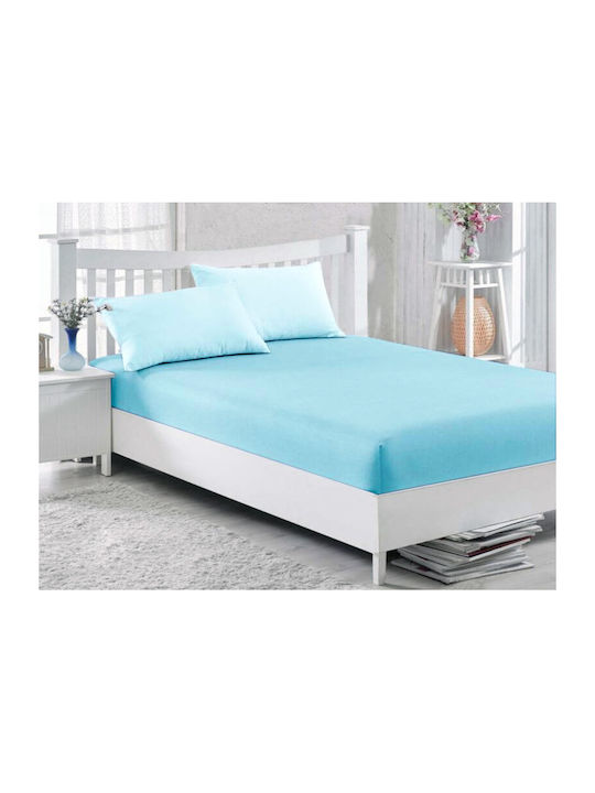 Bettlaken Super-Doppel mit Gummiband 160x200cm. Turquoise