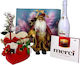 Christmas Delight Package Assorted Merci Chocolates Santa Claus Sparkling Wine Floral Arrangement