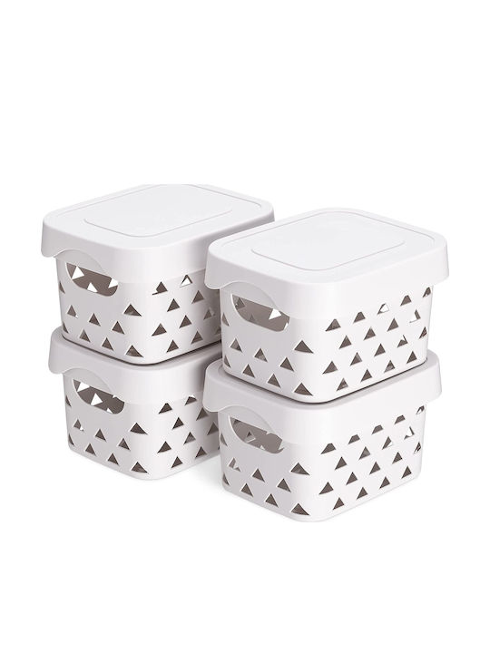 Navaris Plastic Storage Box with Lid Gray 22x17.5x13cm 4pcs