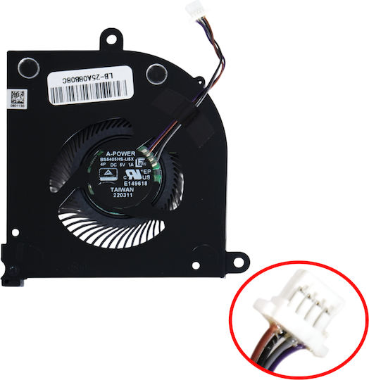 Ανεμιστηράκι Laptop Cpu Cooling Fan Msi Stealth 15m B12ue B12ue-040 B12ue-042 A11uek A11sdk A11sek 12th Gen Processor Ms-15b1 Ms-1562 Ms-1563 Bs5405hs-u5y Bs5405hs-u4w 4pin Κωδ.81621