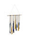 Espiel Hanging Wall Decor Blue-Yellow Fabric 40x46cm 3 Pieces