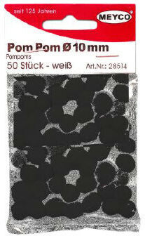 Meyco Pom Pom Craft Black with Diameter 25mm Set of 25pcs 196
