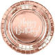 PartyDeco Farfurii Desert Happy Birthday Rosegold 6 Buc