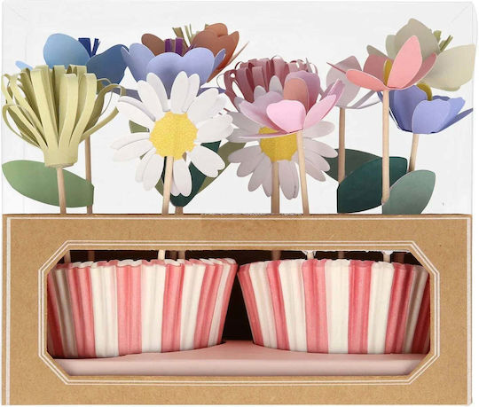 Meri Meri Kit Flower Garden Φορμάκια για Cupcakes για Party 24τμχ