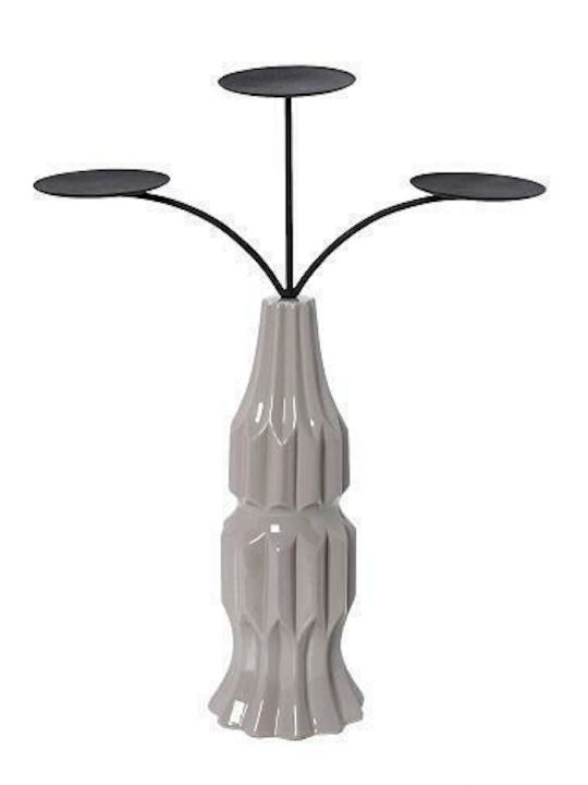 Espiel Candle Holder suitable for Tealights Ceramic 3 Seats in Beige Color 34.2x11x44.5cm 1pcs