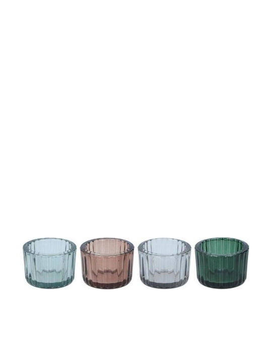 Atmosphera Σετ Κηροπήγια Γυάλινα 5.5x5.5x3.5εκ. 4τμχ (Διάφορα Χρώματα)