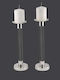La Vista Candle Holder Metal in Silver Color 37cm 1pcs