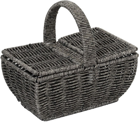 Espiel Set of Decorative Baskets Rattan with Lid Gray 21x14x19cm 3pcs
