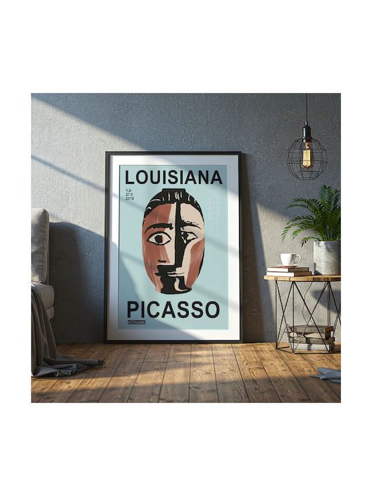 Poster Pablo Picasso Ceramics Tete De Femme Art246 50cm X 70cm Black Wooden Frame