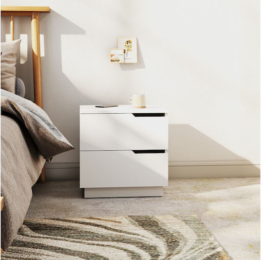 Verena Wooden Bedside Table White 48x40x48cm