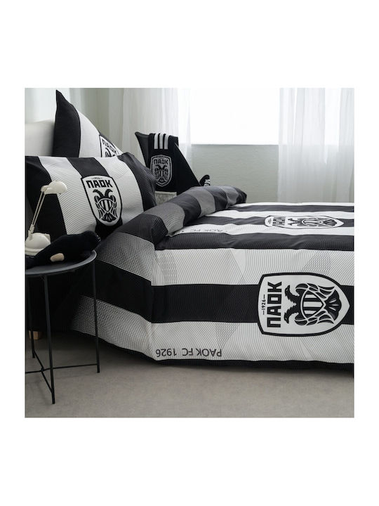 Vesta Home Σετ Παπλωματοθήκη Μονή με Μαξιλαροθήκη 170x240cm Άσπρο Μαύρο